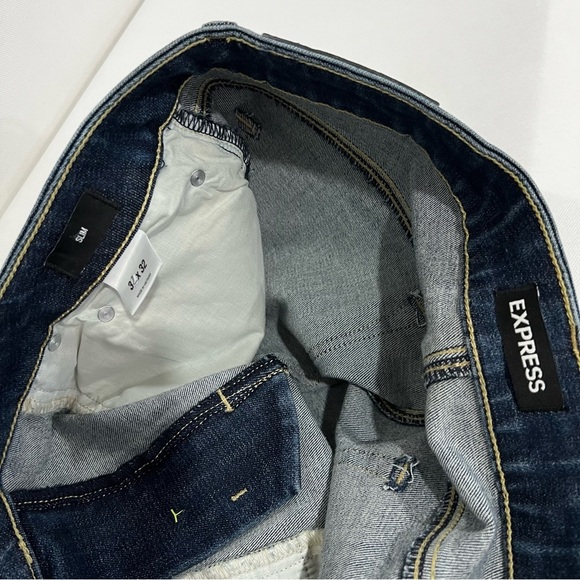 Express Slim Size 32 X 31 Blue Denim Jeans Pants Stretchy Zip Fly - Picture 8 of 8